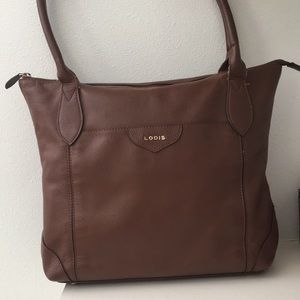 Lodis convertible travel tote brown leather bag